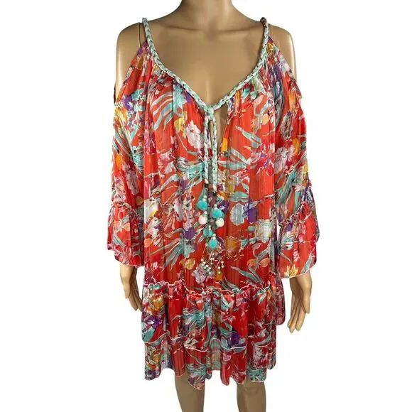 My Story Paris Limited Edition Dress Sheer Women Floral Bohemian Size L - Picture 1 of 10